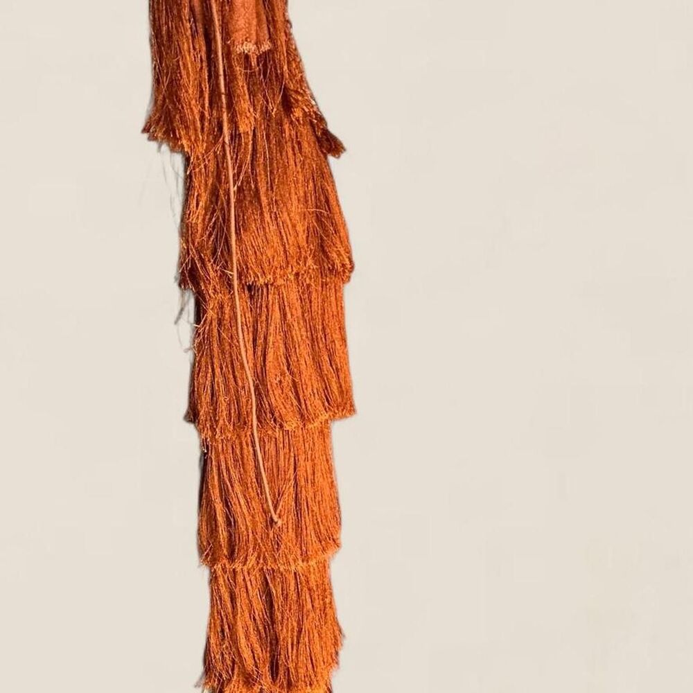 long fringe festival Women's Orange Brown knee high Boots size 7 - Picture 4 of 7